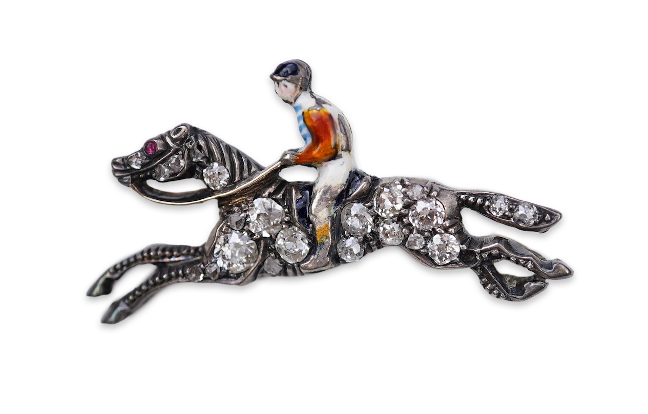 A diamond and enamel novelty brooch, circa 1900